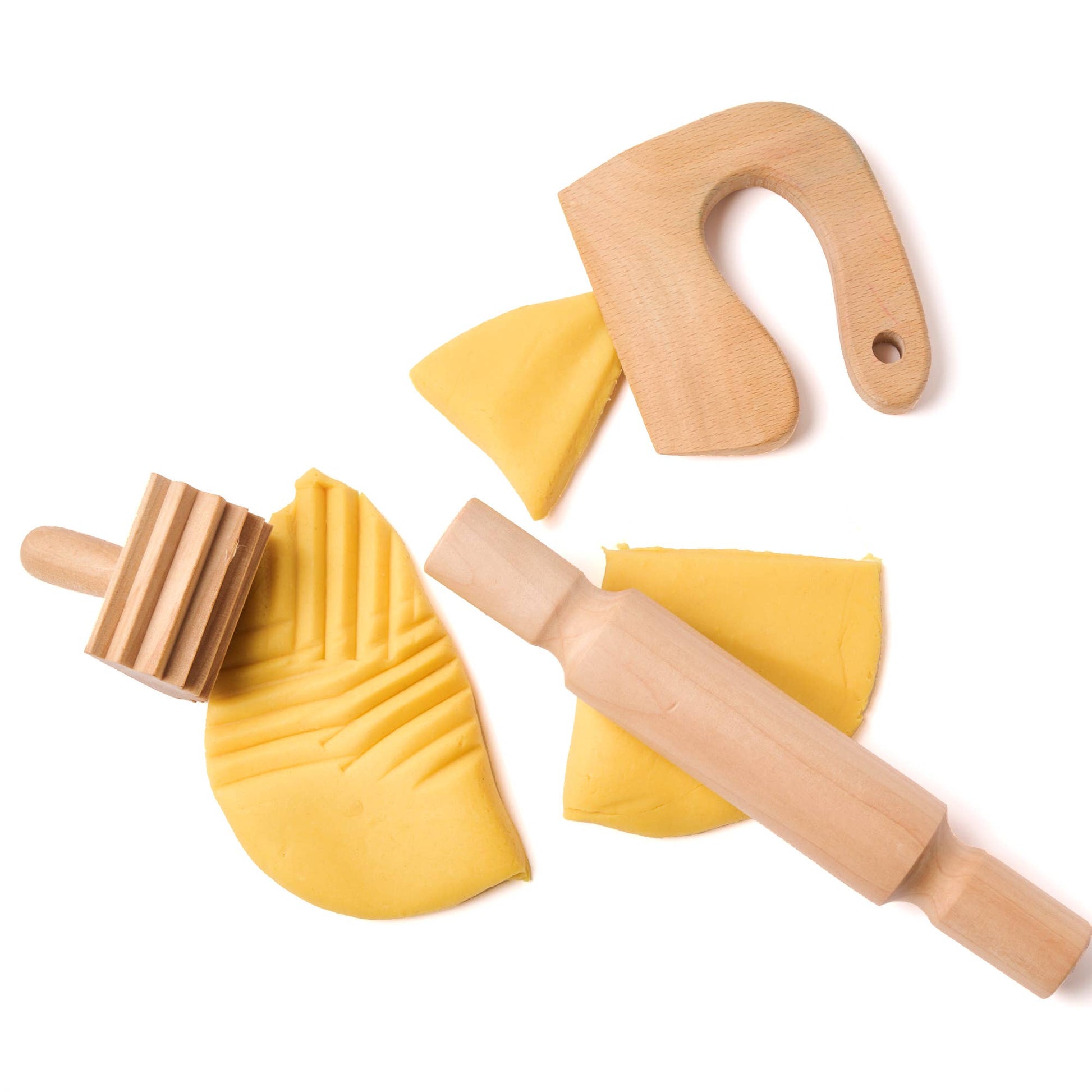 wooden playdough tools set of 3
