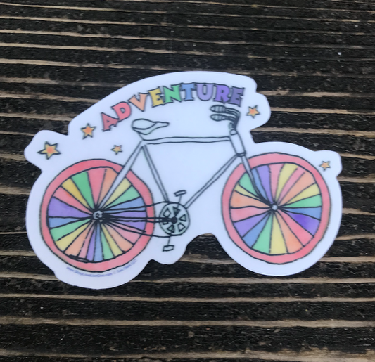 rainbow bike adventure sticker