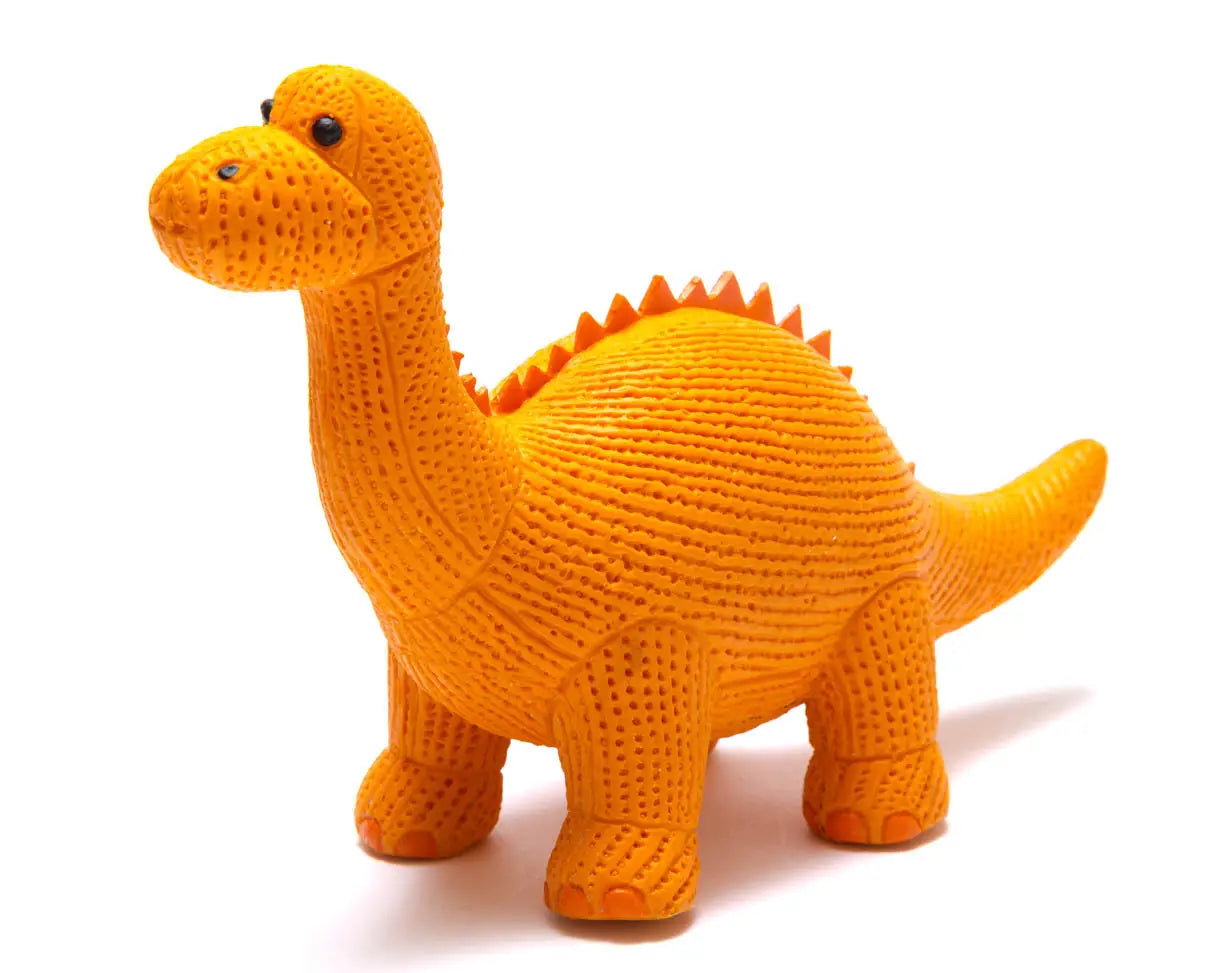 natural rubber orange diplodocus bath toy