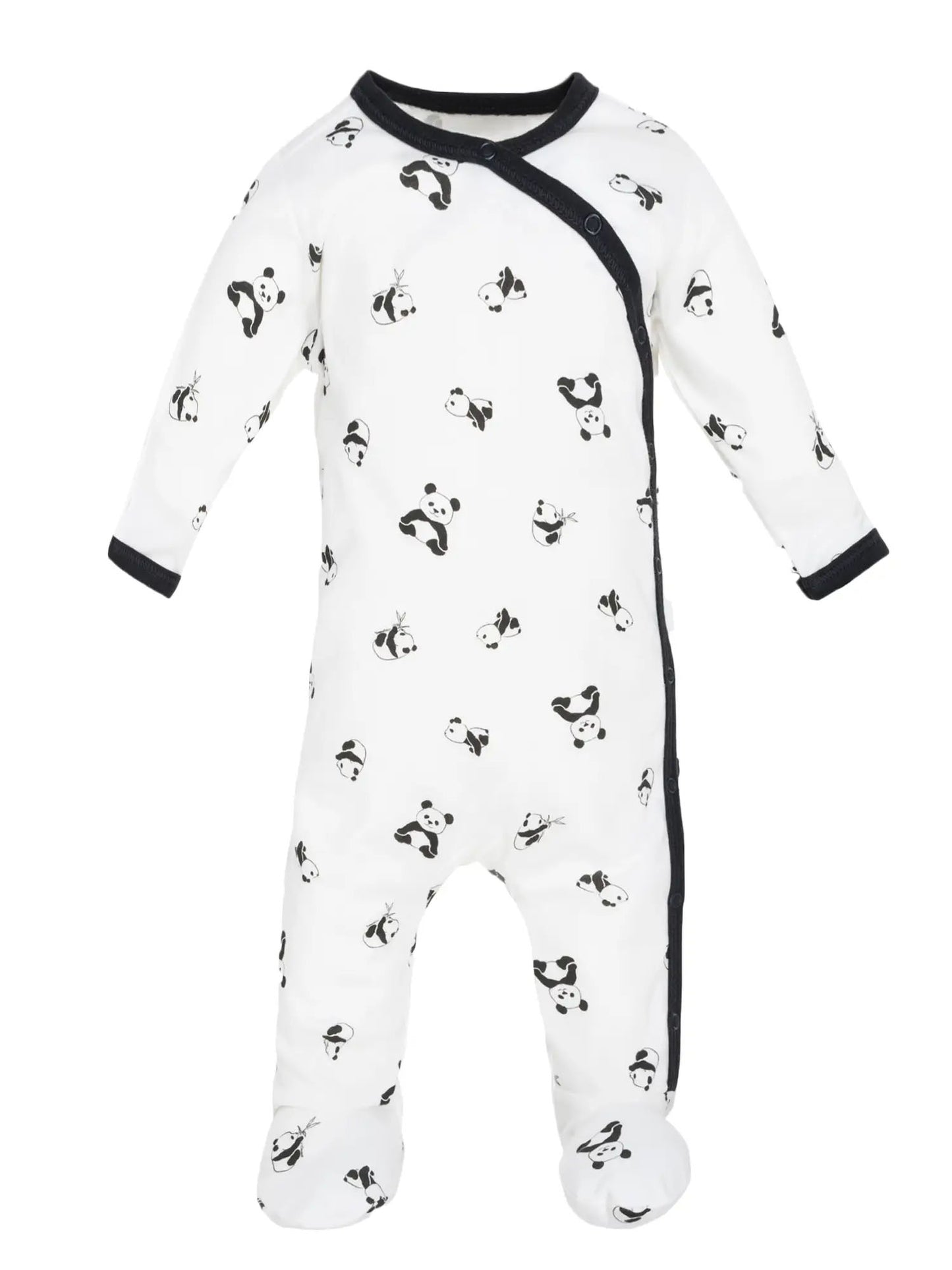 Organic Panda Print Footed Romper