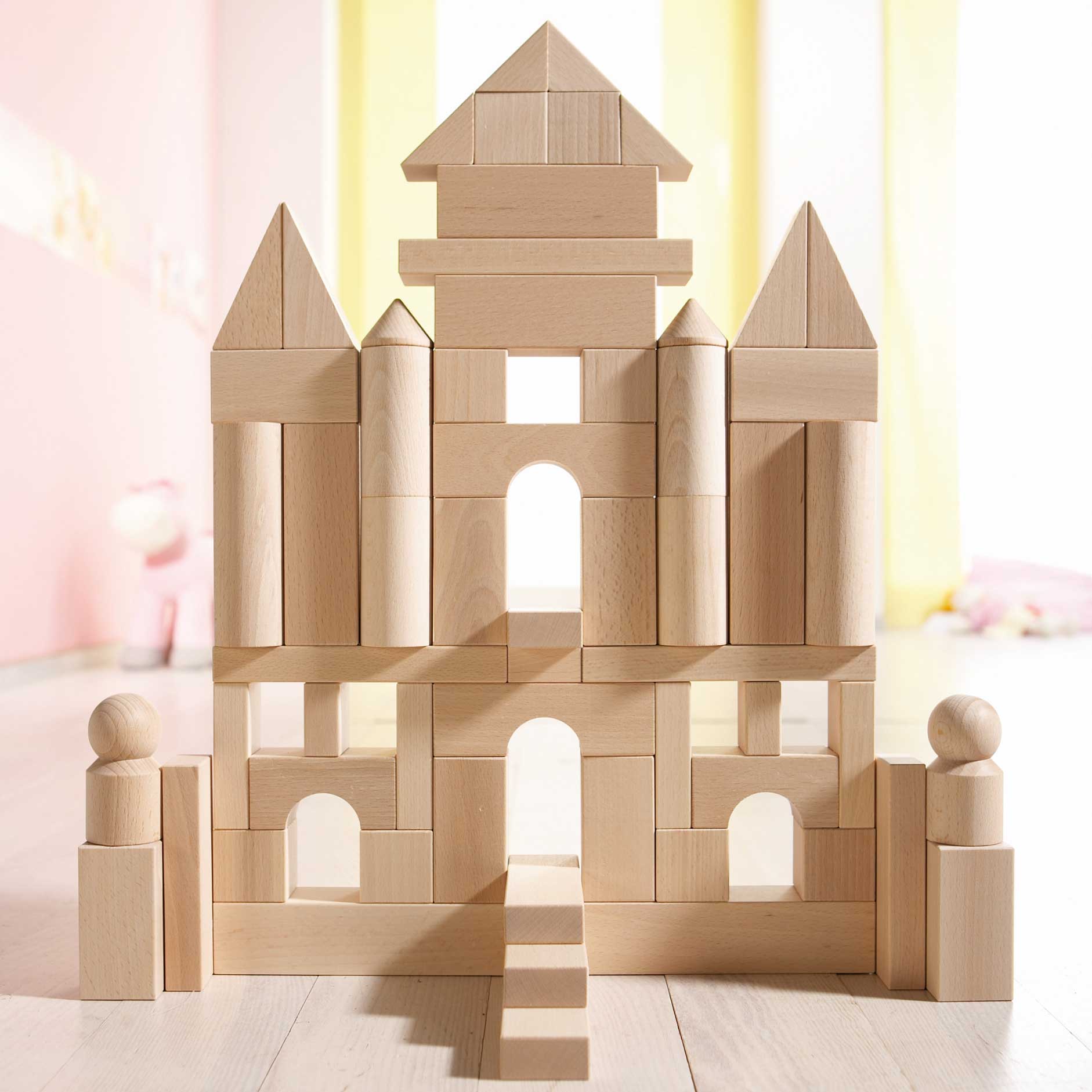 Wooden castle hot sale building blocks