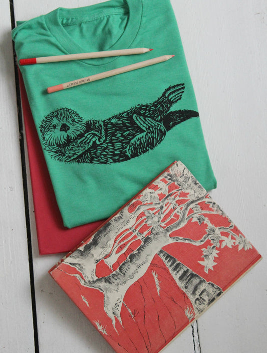 Organic kids otter tee in green