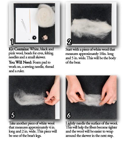 Polar Bear Felting Kit instructions