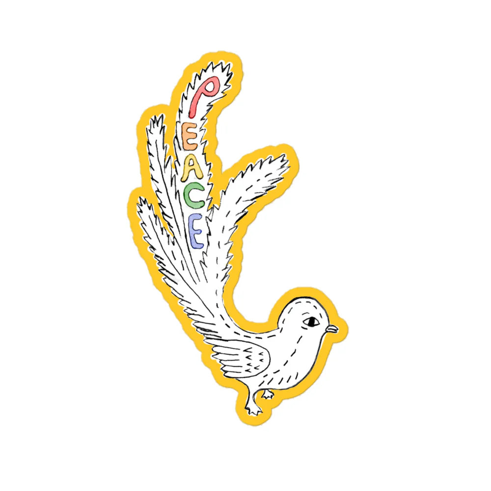 yellow peace bird sticker