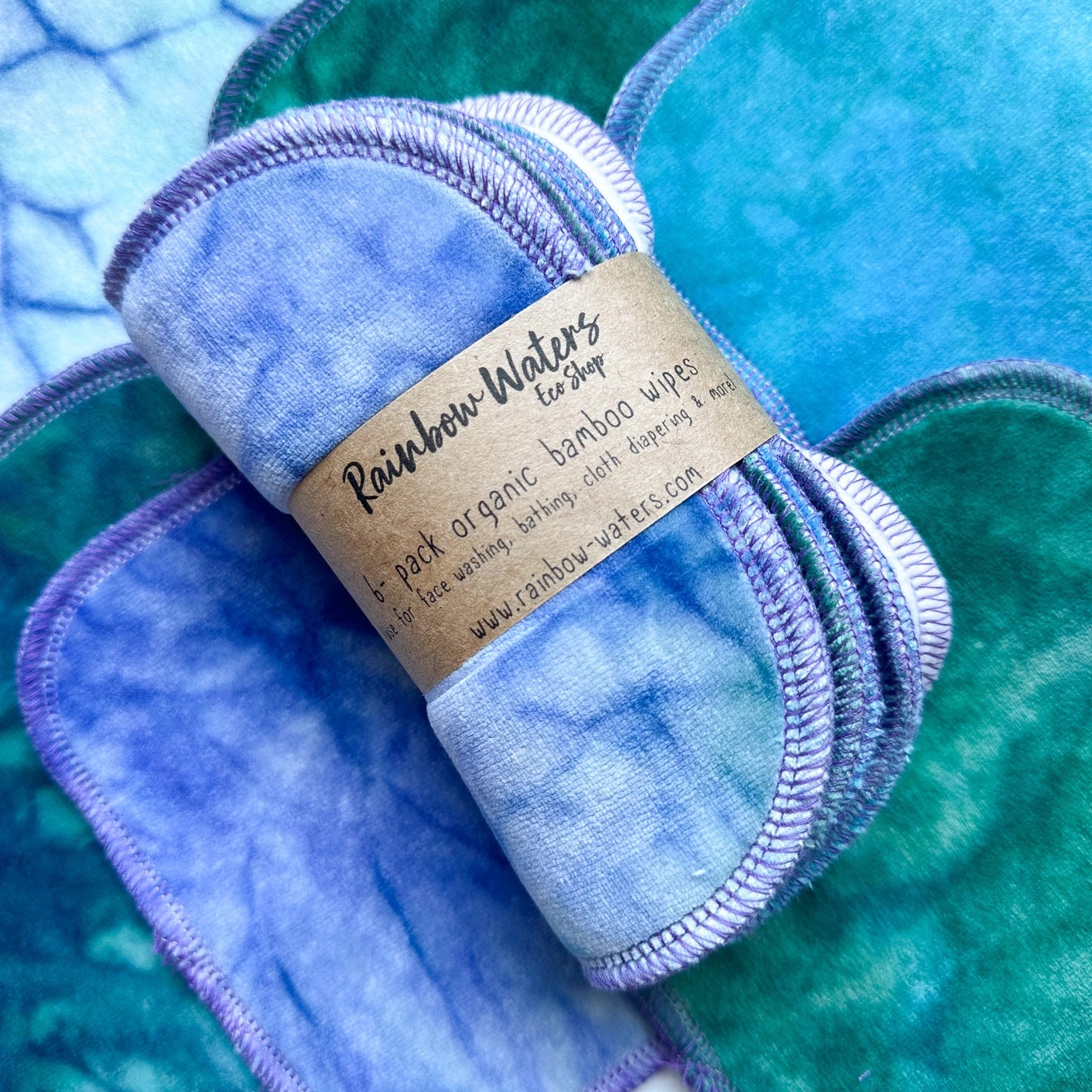 hand-dyed organic wiped pack in mermaid