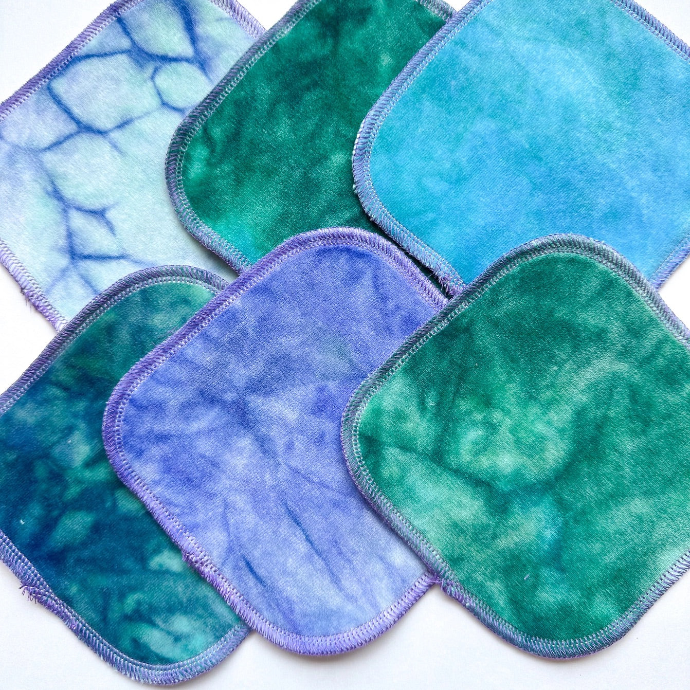 hand-dyed organic wipes in mermaid