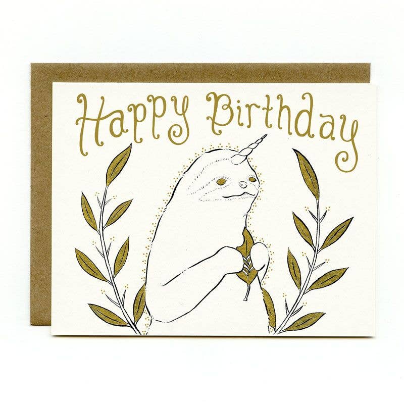 Slothicorn happy birthday card