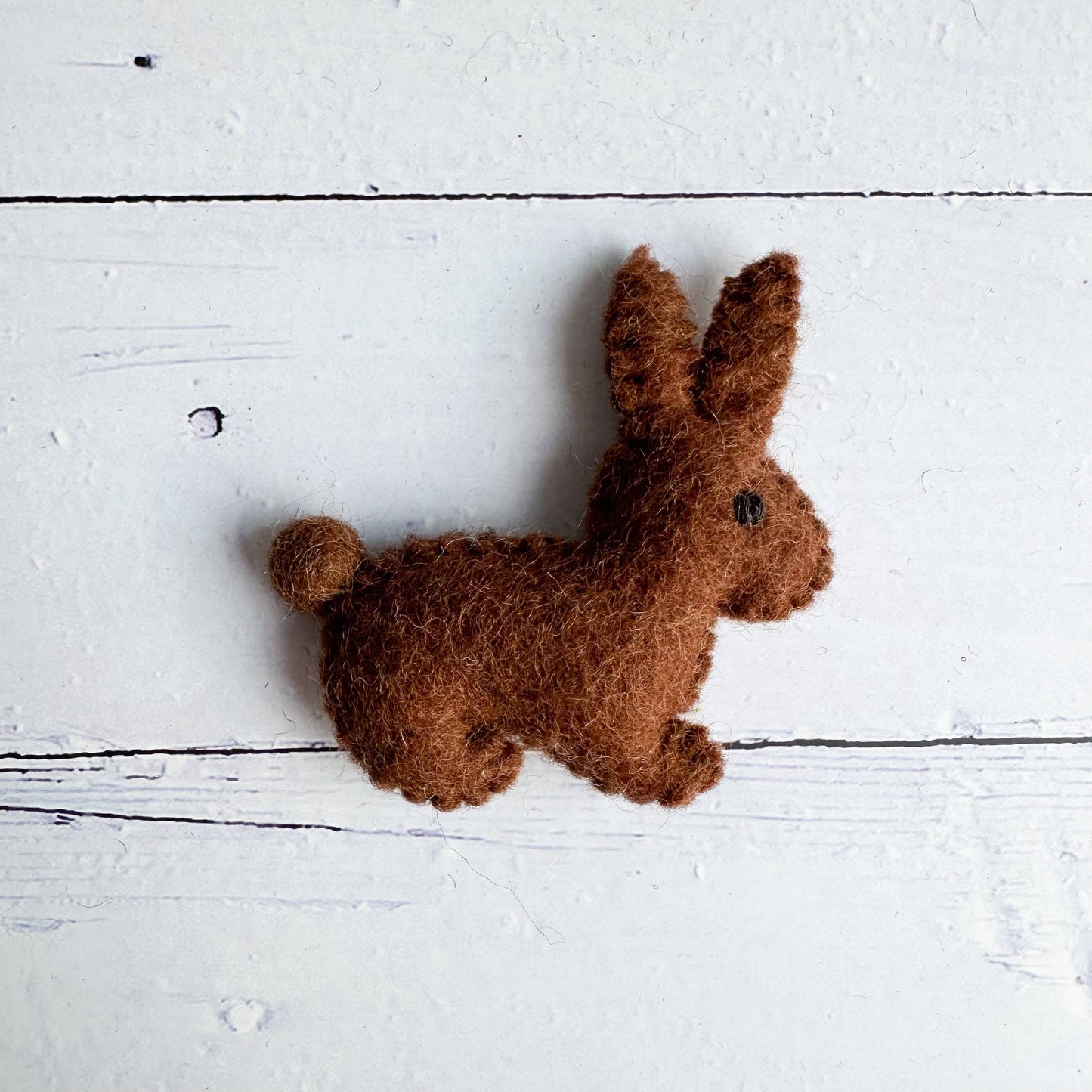 one small felt chocolate bunny
