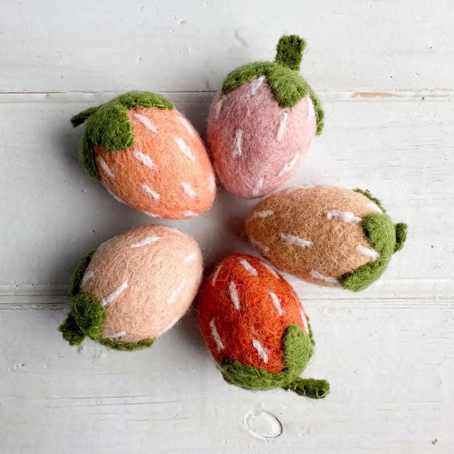set of five felt strawberries