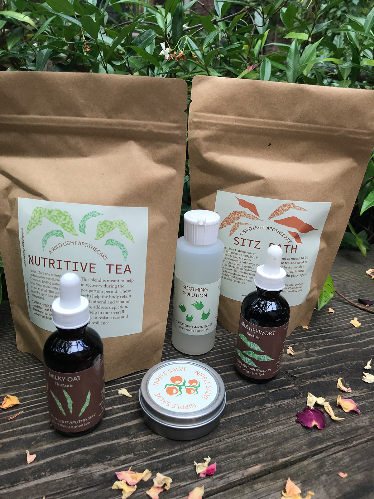 Postpartum Set By a Wild Light Apothecary