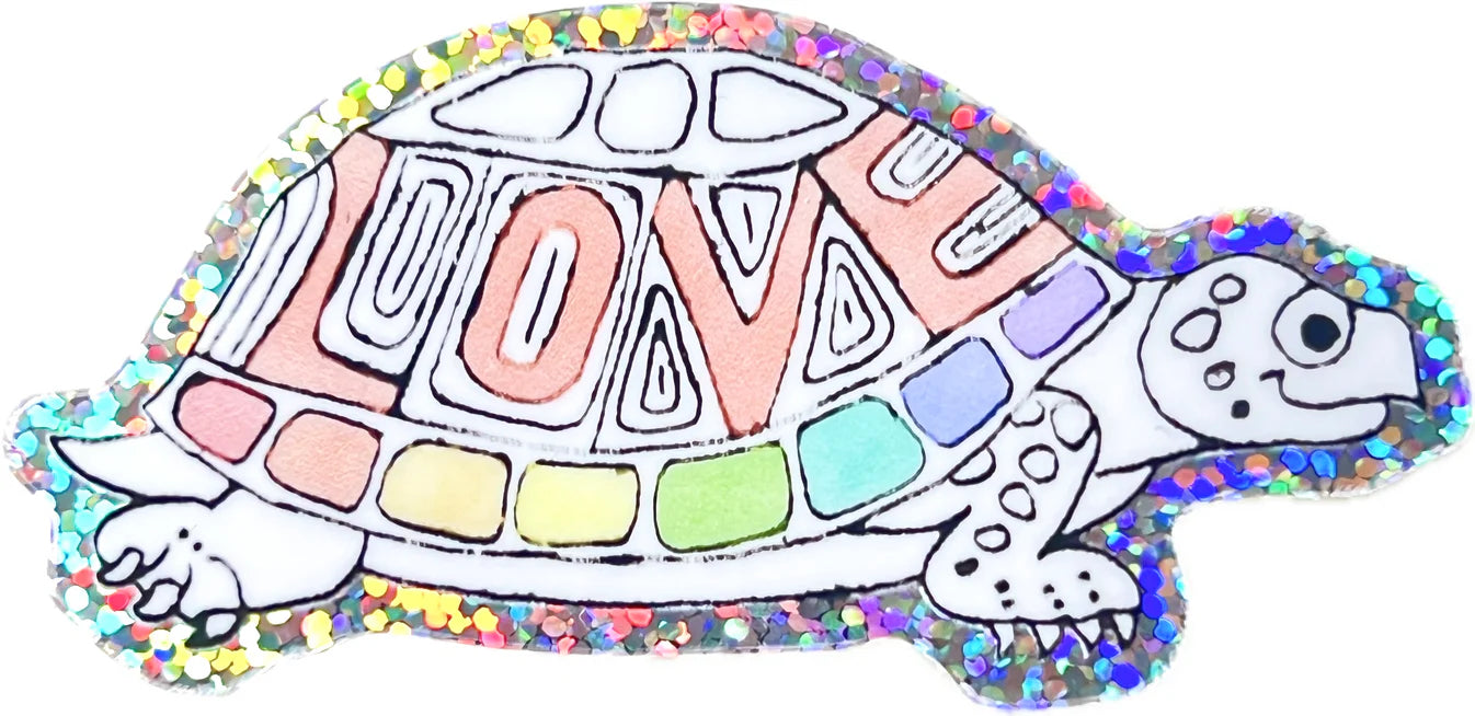 holographic love turtle sticker