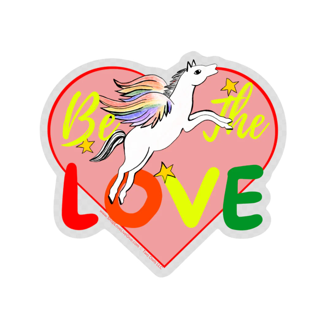 be the love pegasus heart sticker