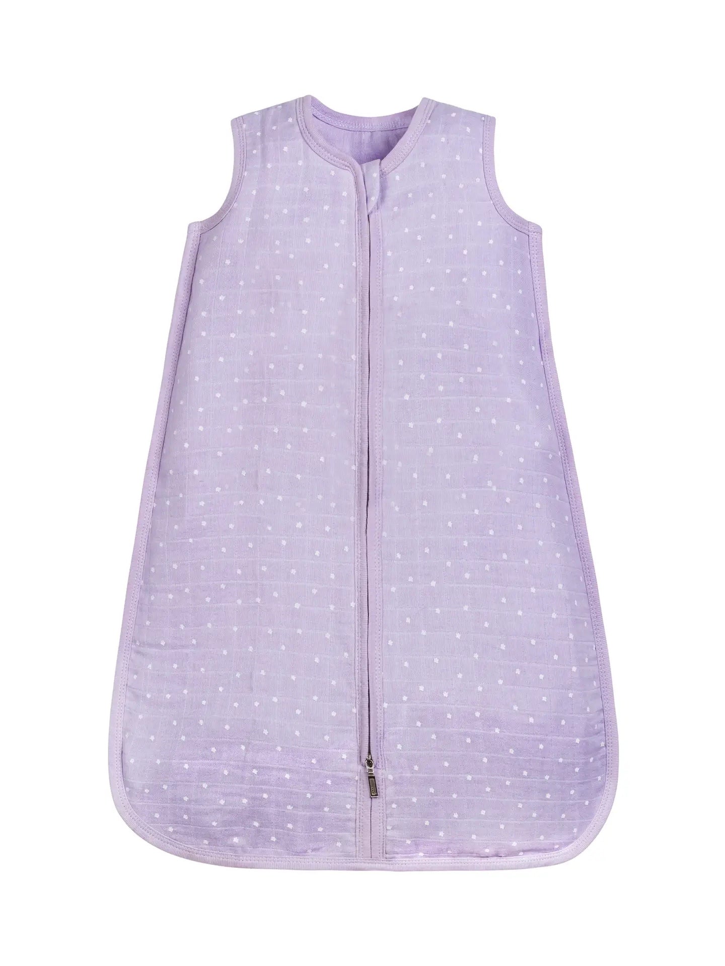 organic muslin sleep sack in lavender stars