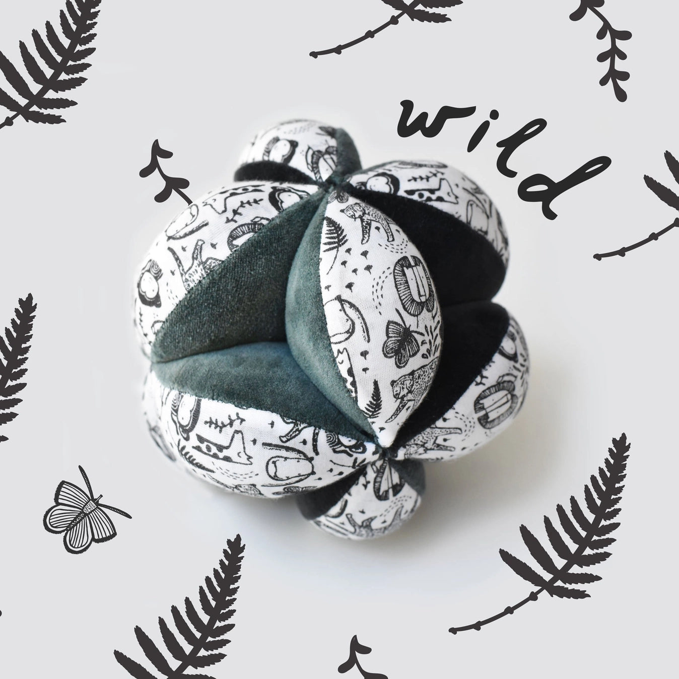 clutch ball on a wild print background