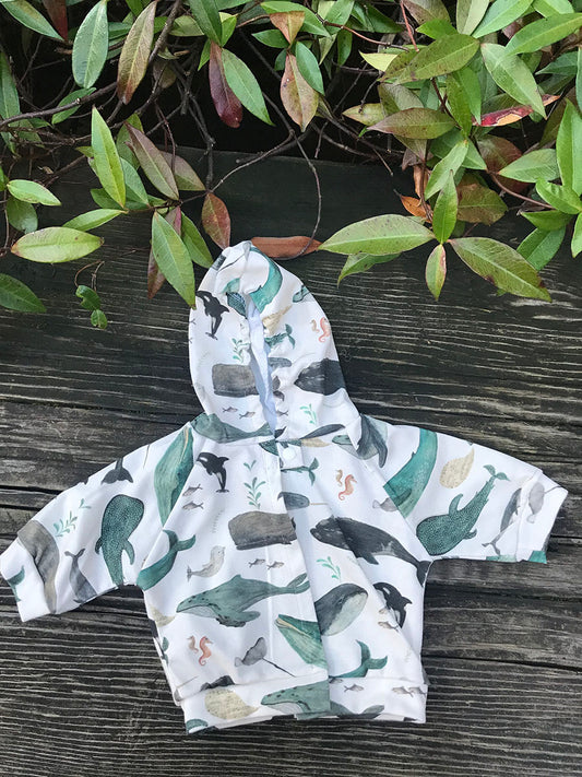 Watercolor Whales Baby Hoodie