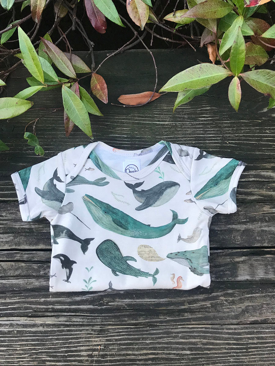 Watercolor Whale Short Sleeve Onesie