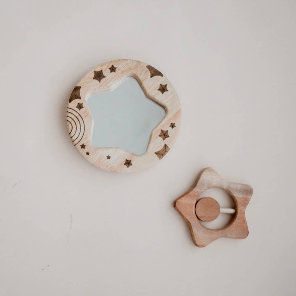 star rattle and baby mirror set