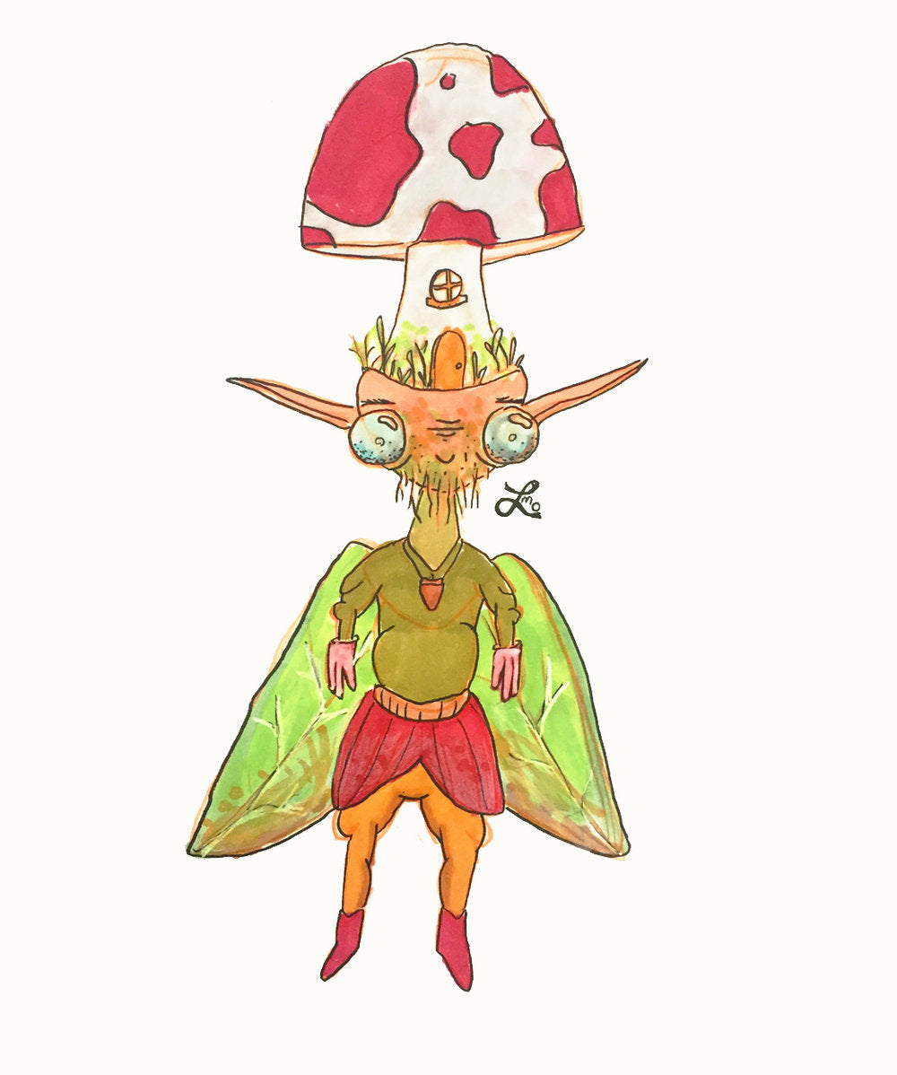 "Gnomushroom" Marker and Ink, by Luke