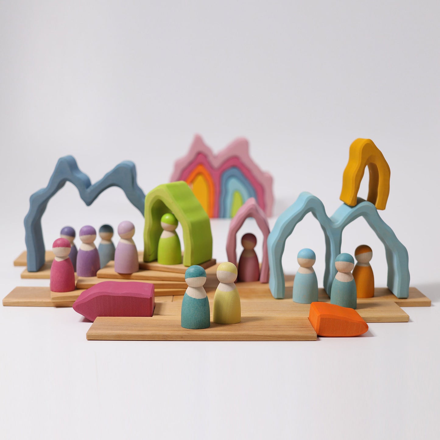 Blue Cave Arch and pastel peg people