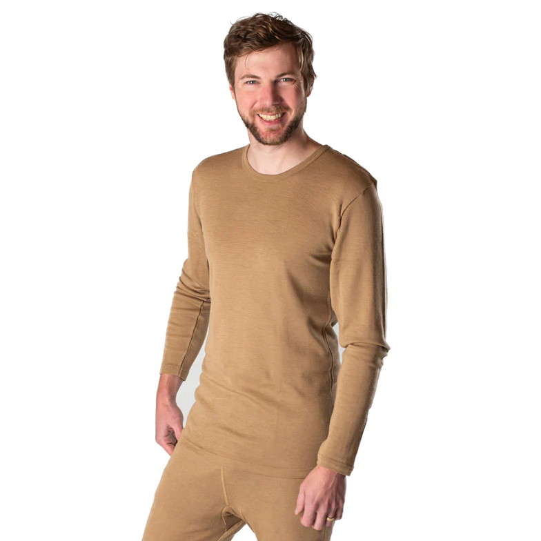 Wool silk long underwear shirt hocosa chestnut