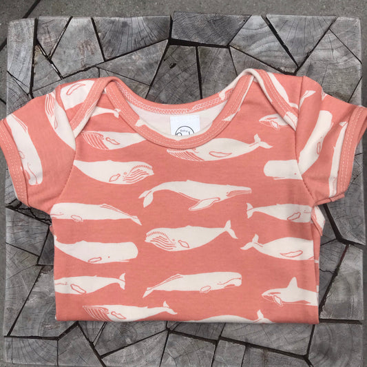 Coral Whale Short Sleeve Onesie