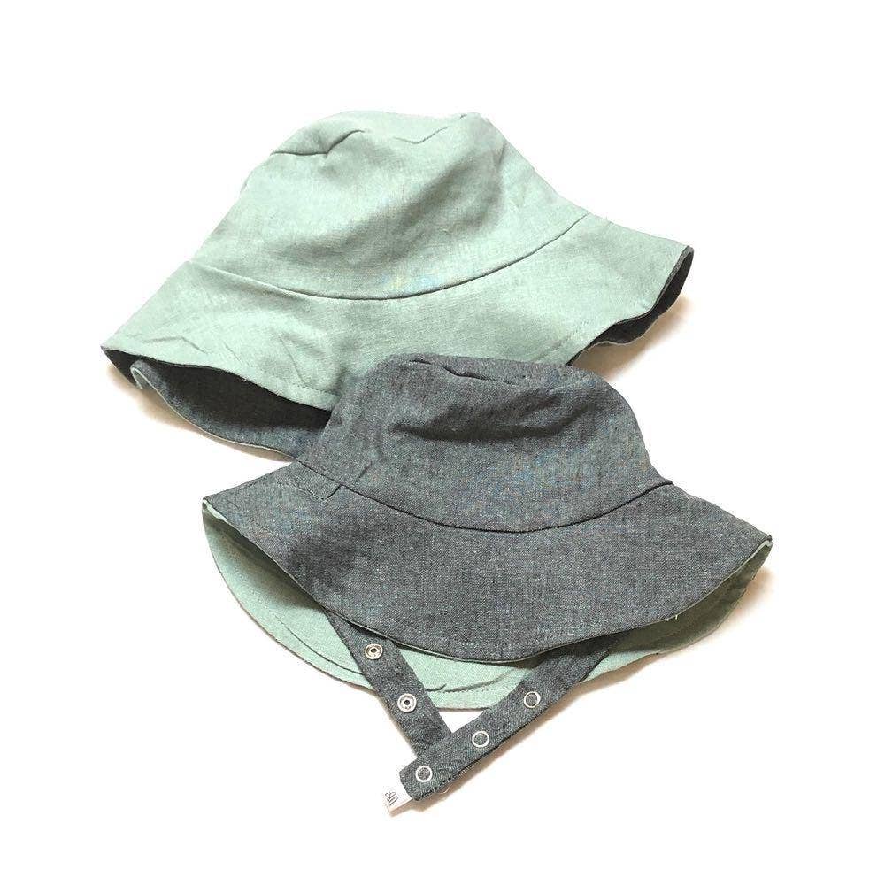 Organic Reversible Lagoon Linen Bucket Hat