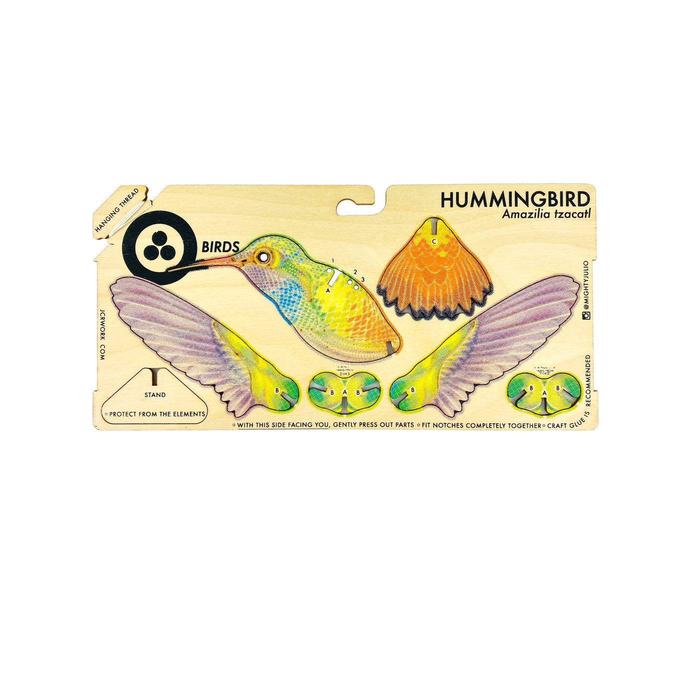 wooden humming bird flat