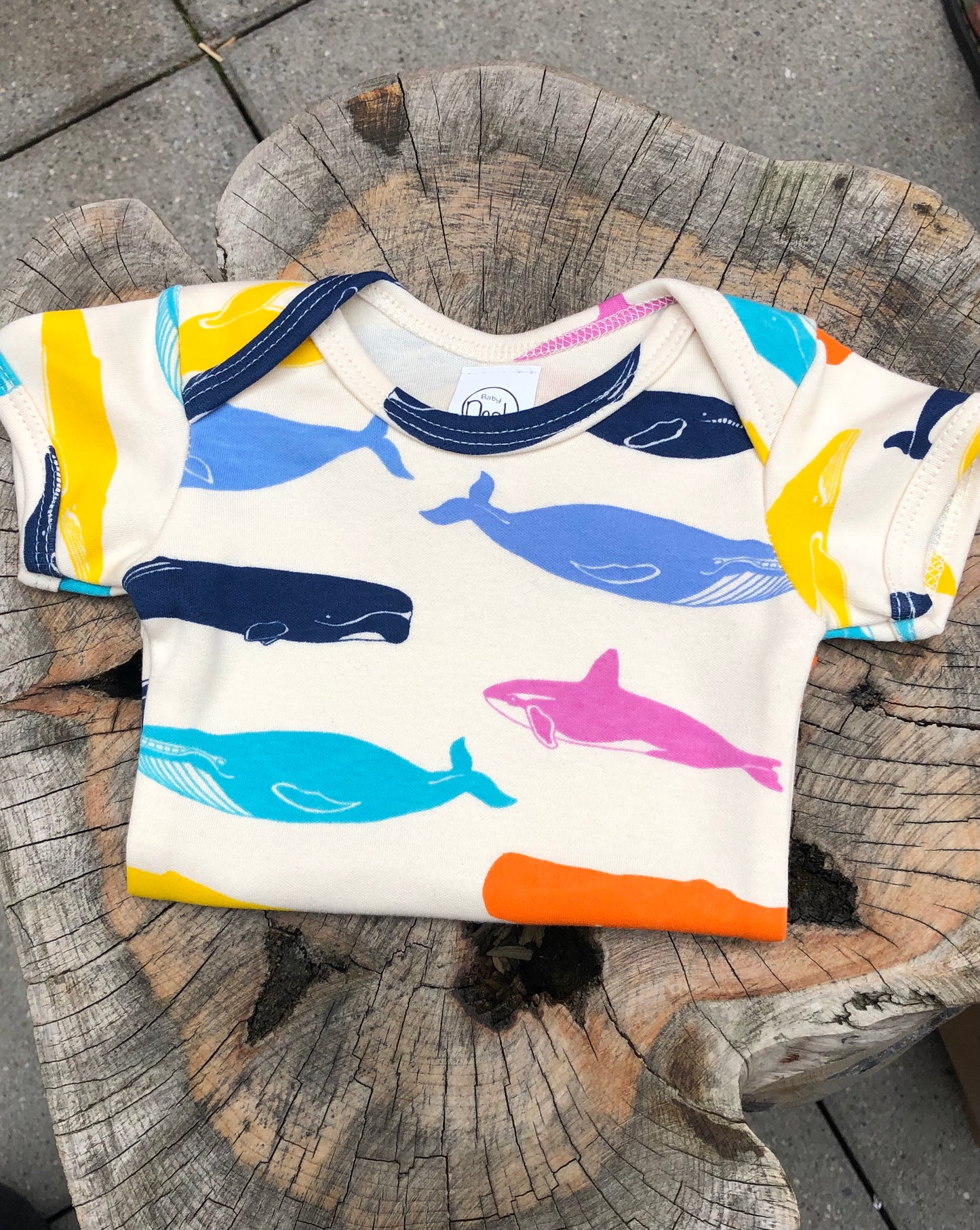 Multicolor Whale Short Sleeve Onesie