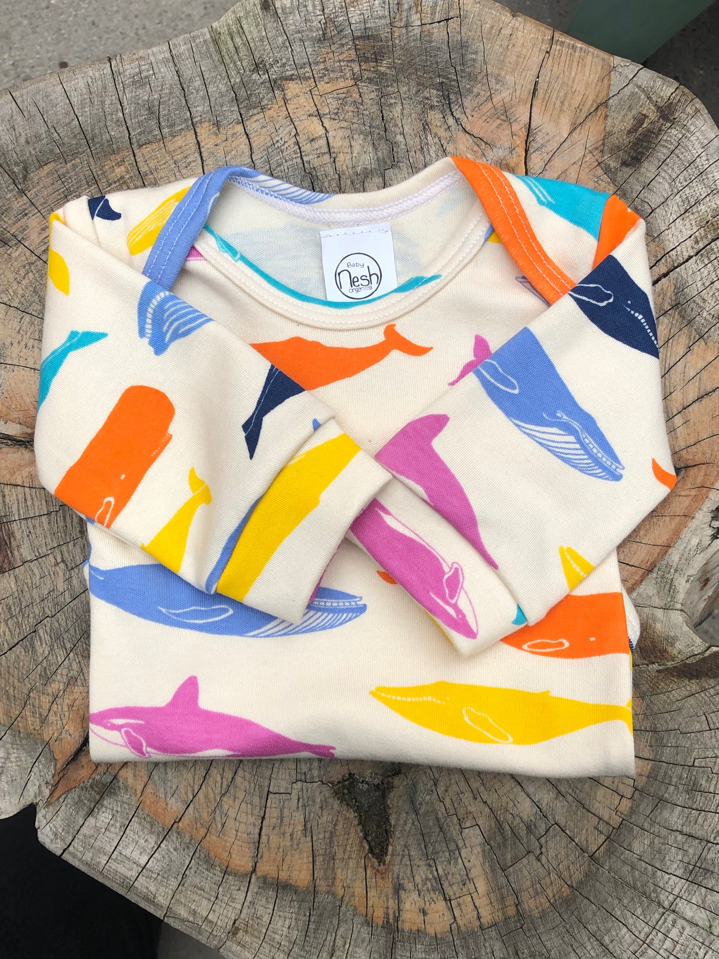 Multicolor Whale Long Sleeve Onesie