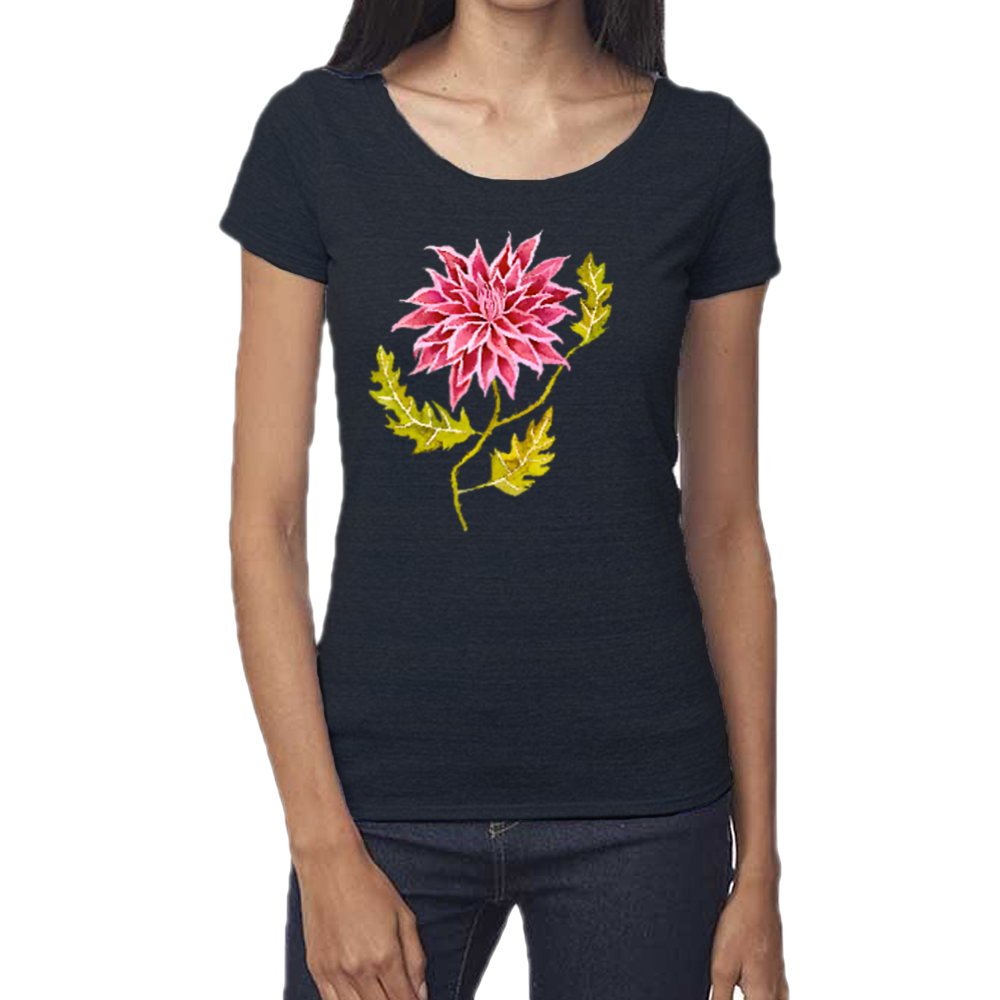 Pink Dhalia Scoop Neck Bamboo Tee