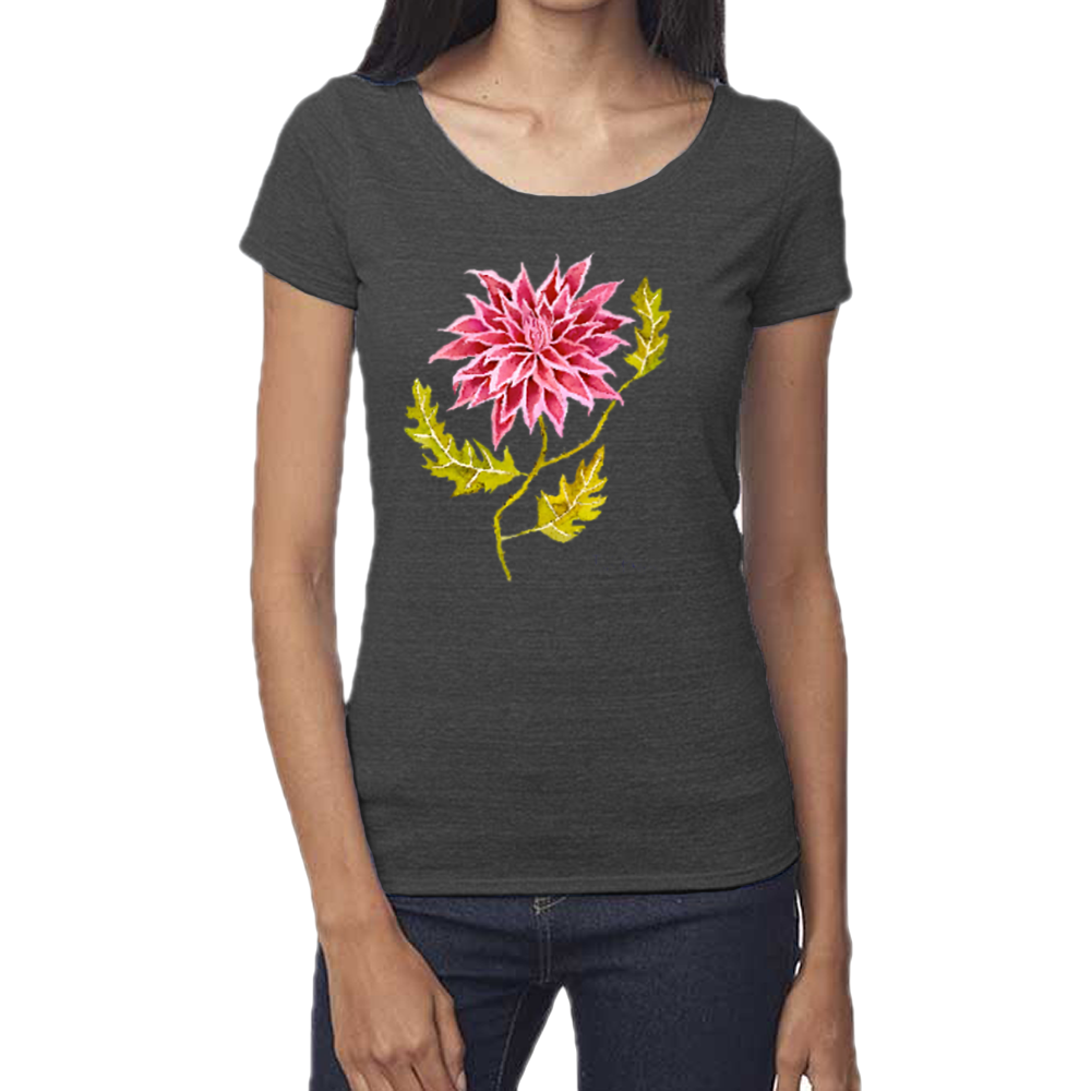 Pink Dhalia Scoop Neck Bamboo Tee
