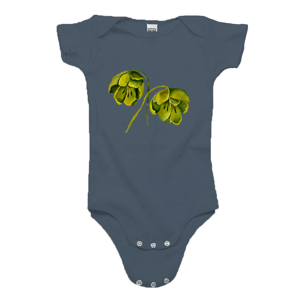 Short Sleeve Organic Green Flowers