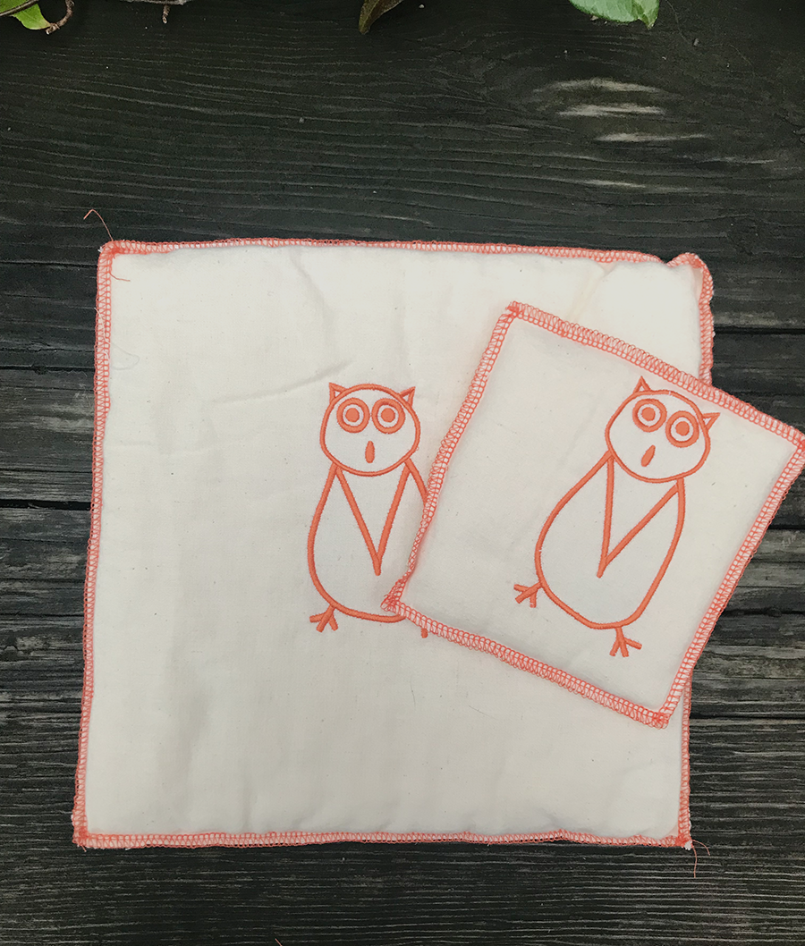 embroidered pillow owl set