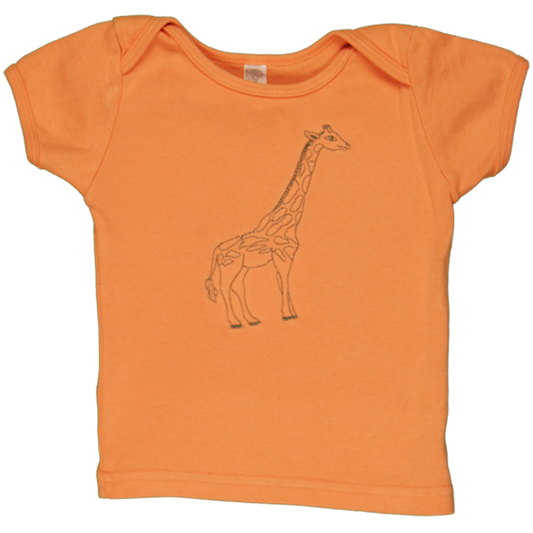 Coral/Green Giraffe Baby Short Sleeve Tee