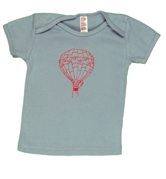 Blue/Red Hot Air Balloon Baby Short Sleeve Tee