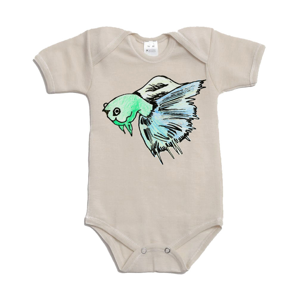 Blue Beta Fish Baby Onesie