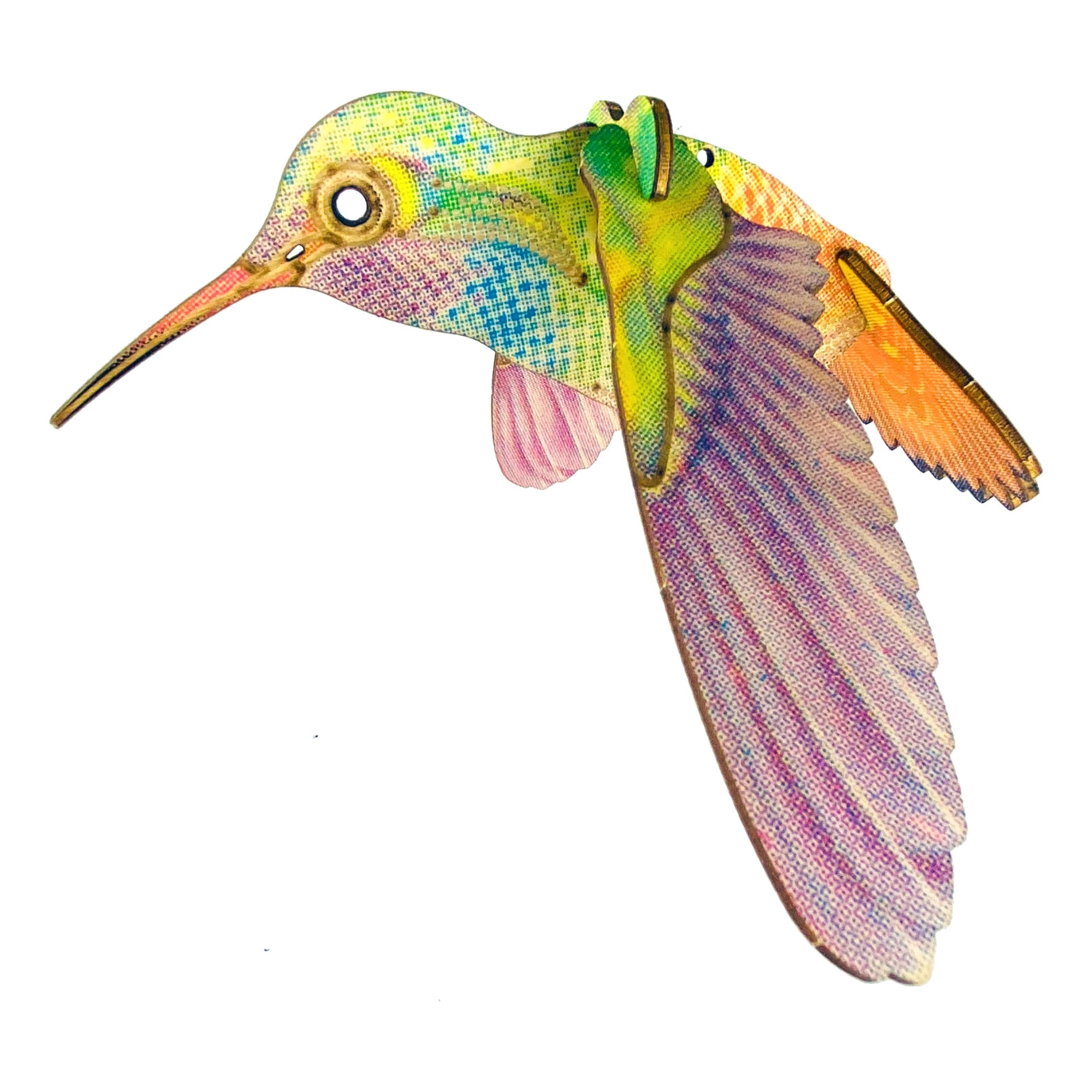 wooden humming bird mobile