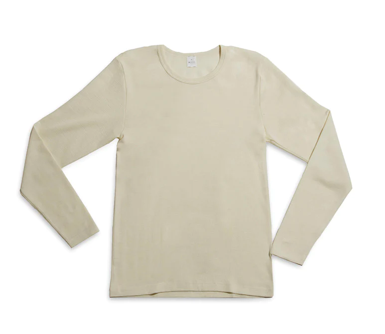 Wool silk long underwear shirt hocosa natural