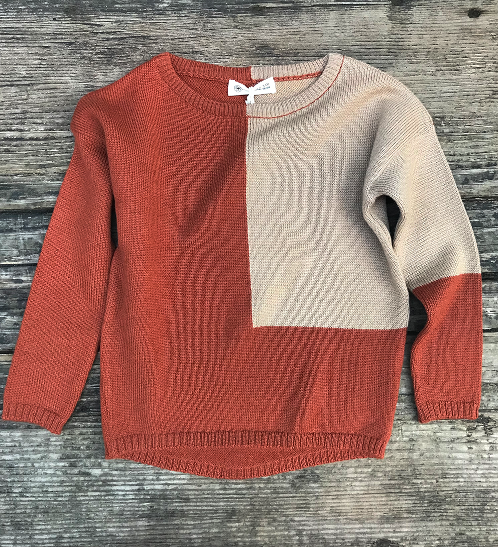 Organic Merino Wool Color Block Dara Pullover