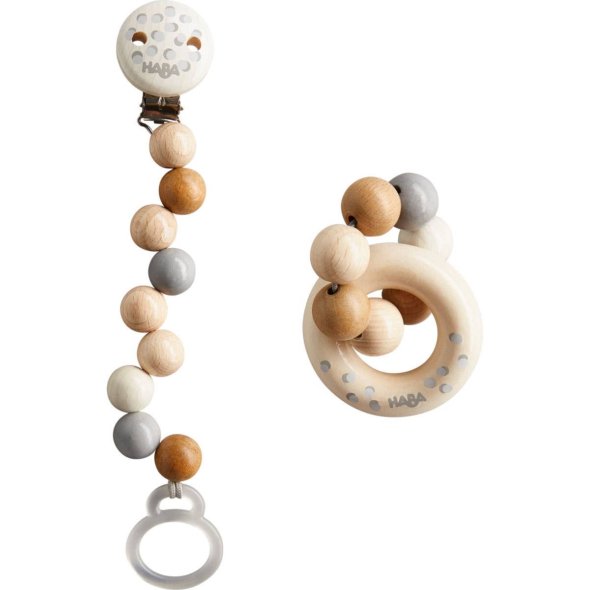 dots baby gift set - pacifier chain and teether