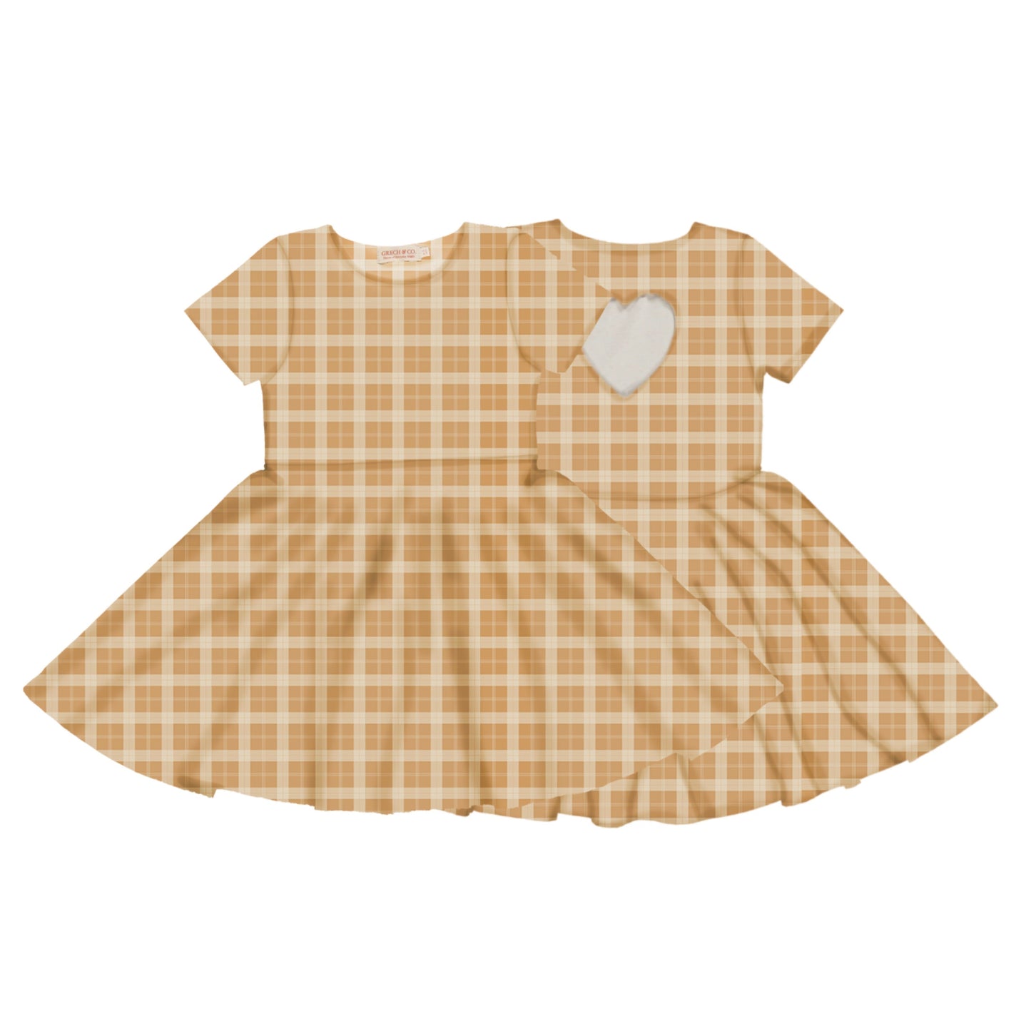 Sweetheart Twirl Dress | Organic Cotton Jersey - Buckwheat Plaid