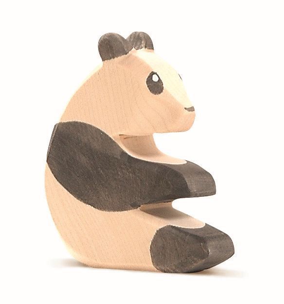 Wooden panda sitting figurine by Ostheimer