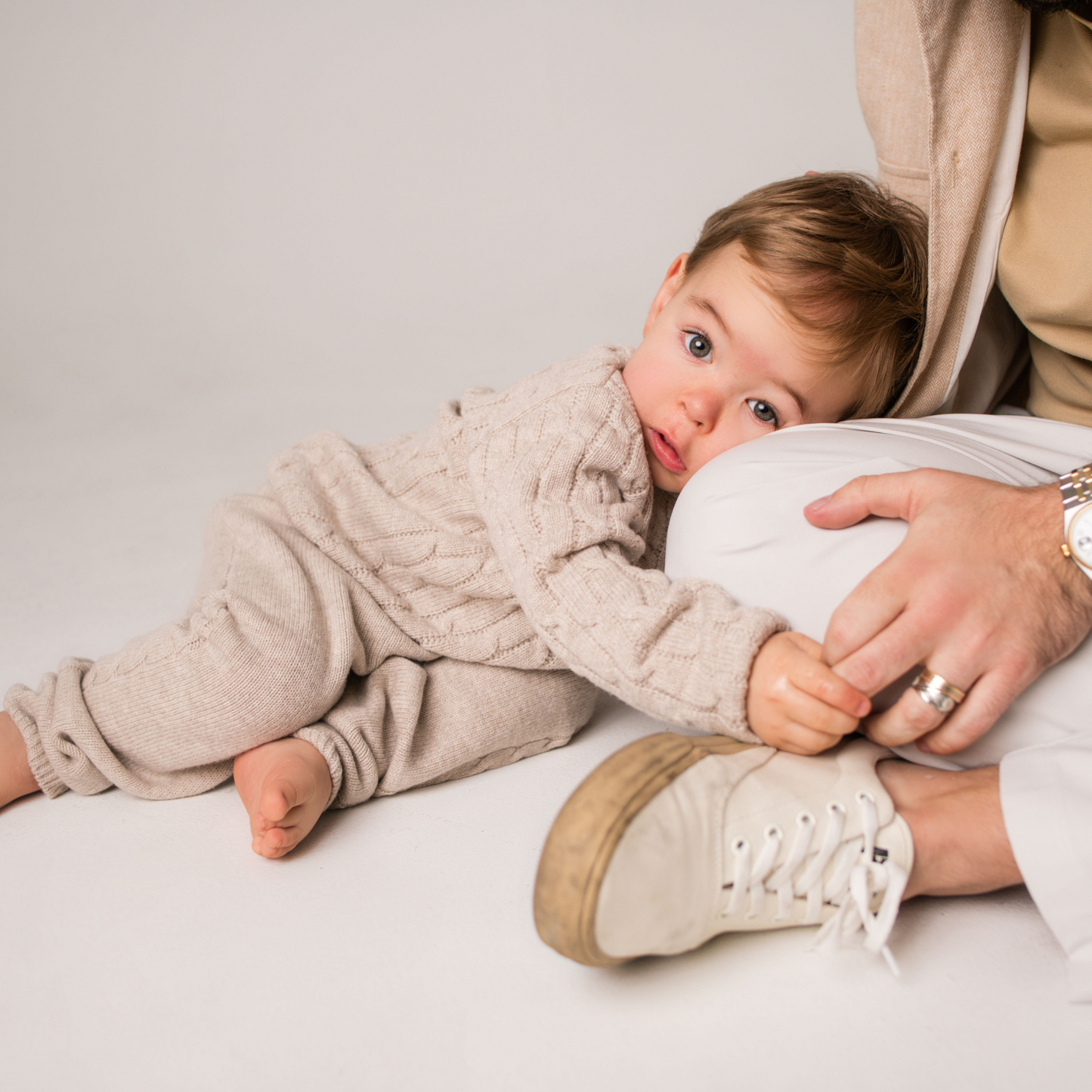 Merino Wool Cable Knit  Sweater in Oatmeal