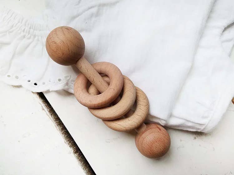 3-Ring Wooden Rattle
