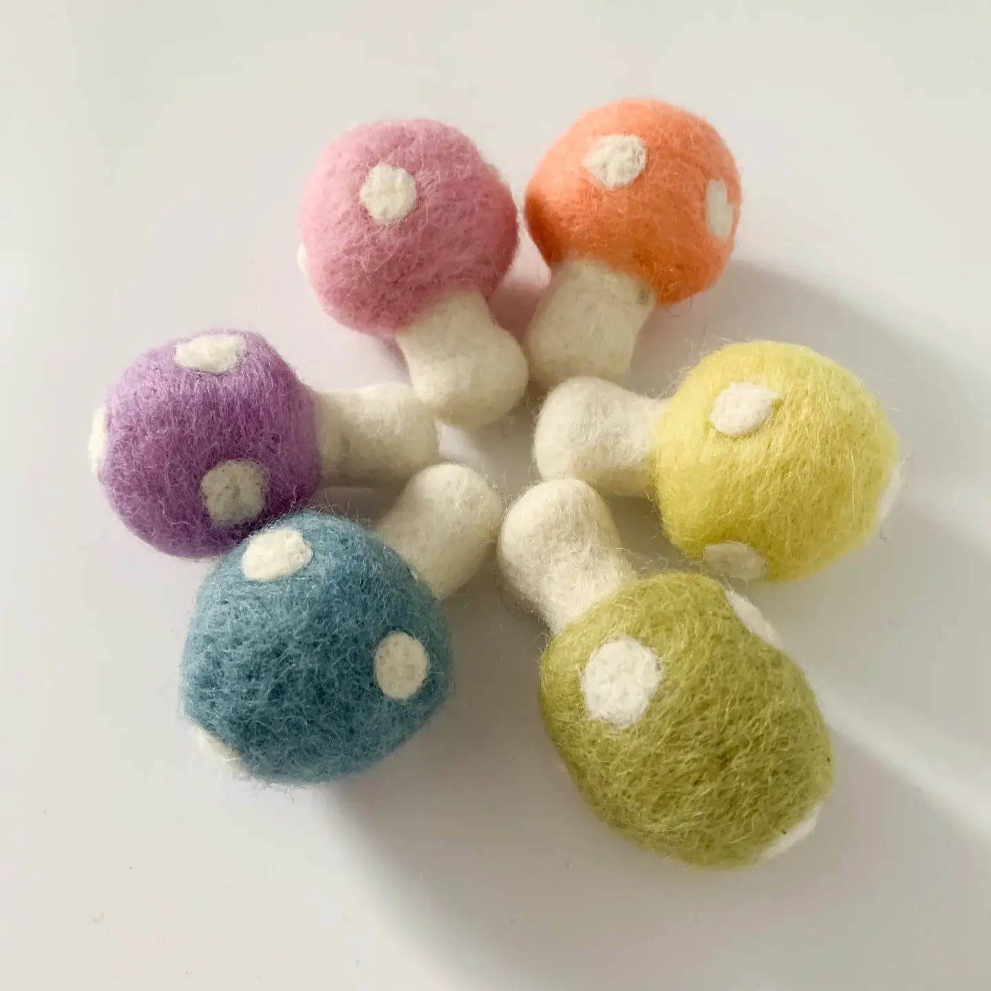 pastel rainbow felt mushrooms