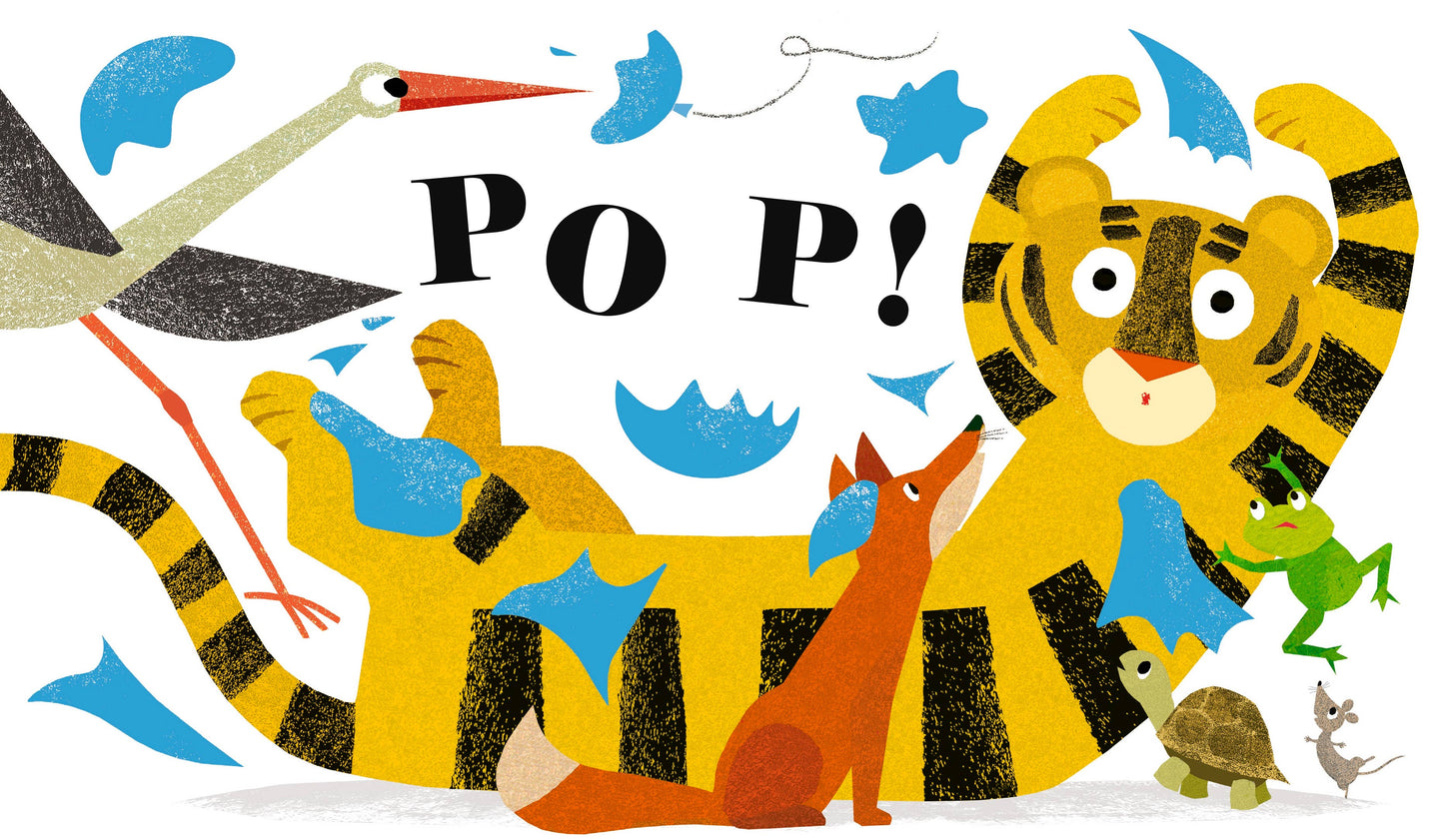 Illustration of a tiger, fox, and other animals with the word 'POP!' above them.