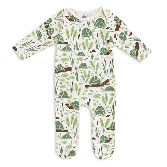 Turtle organic footed romper