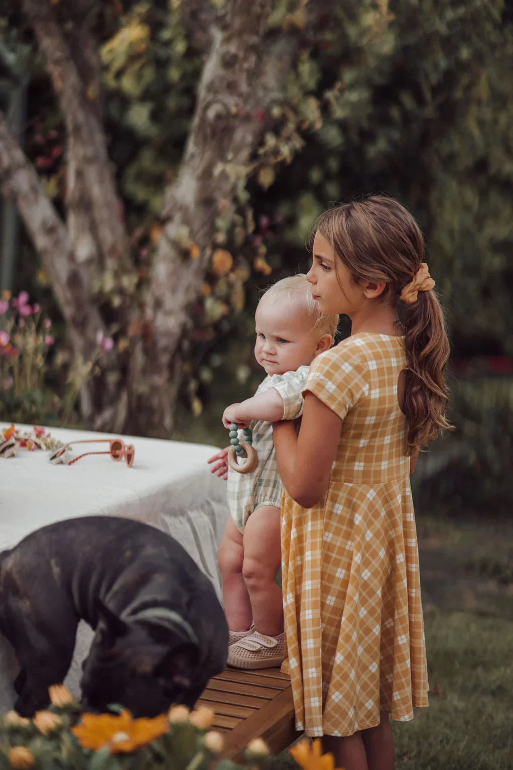 Sweetheart Twirl Dress | Organic Cotton Jersey - Buckwheat Plaid