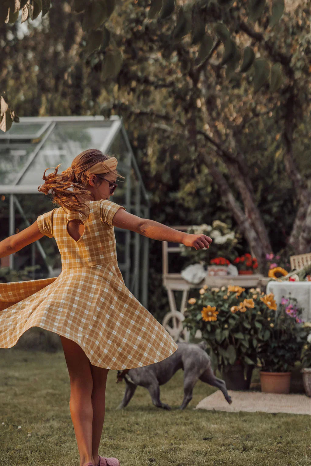 Sweetheart Twirl Dress | Organic Cotton Jersey - Buckwheat Plaid