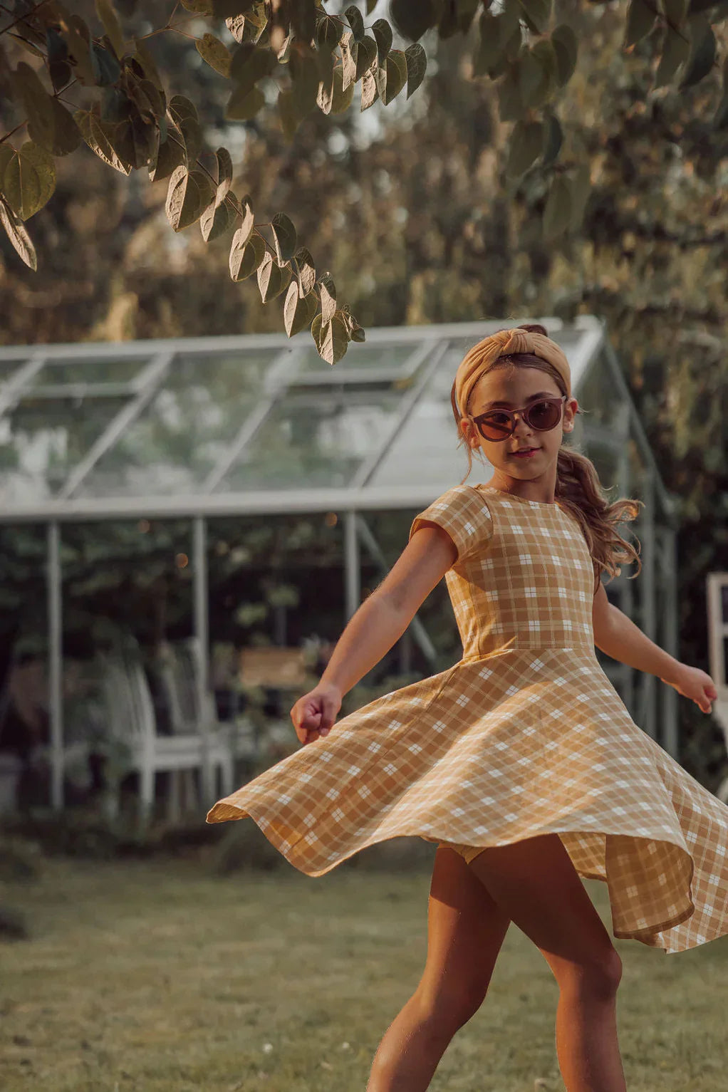 Sweetheart Twirl Dress | Organic Cotton Jersey - Buckwheat Plaid